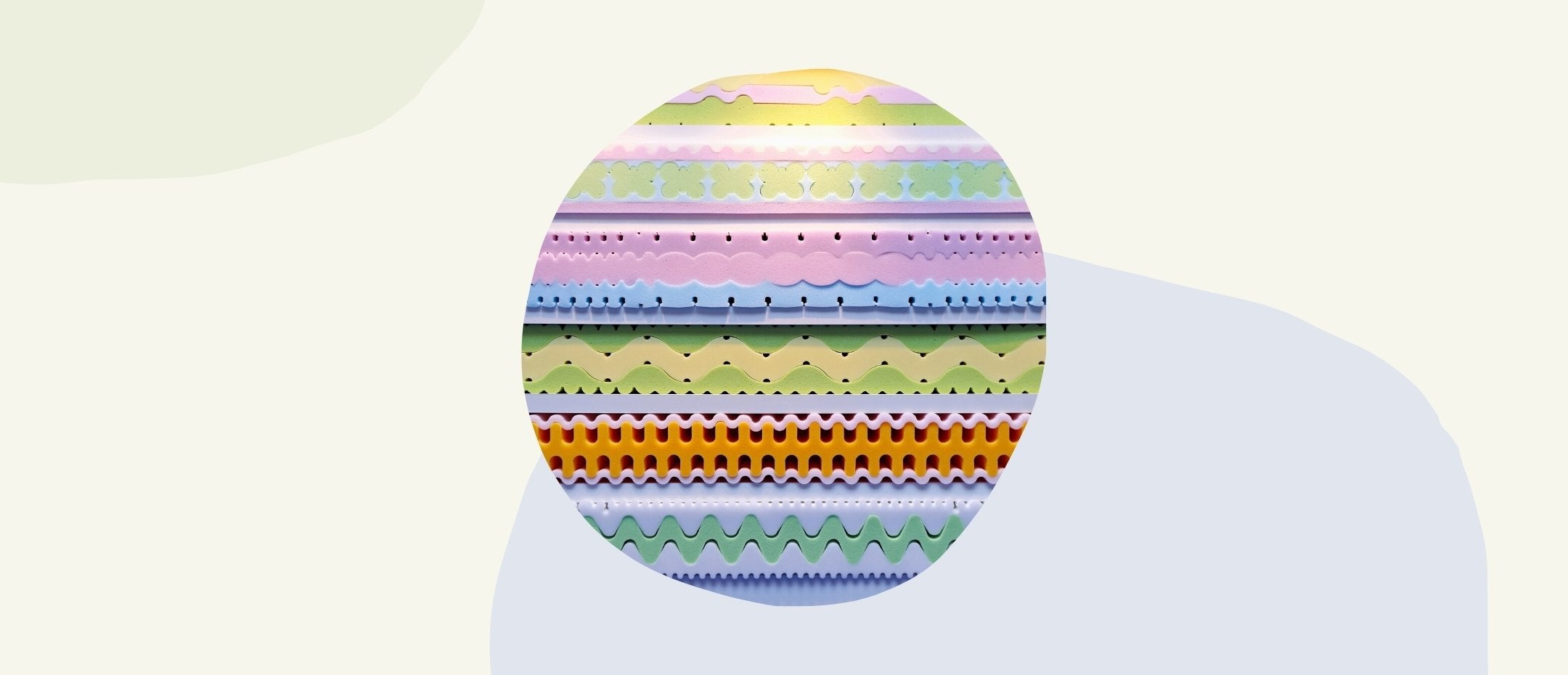 Several types of multicolored mattress foam