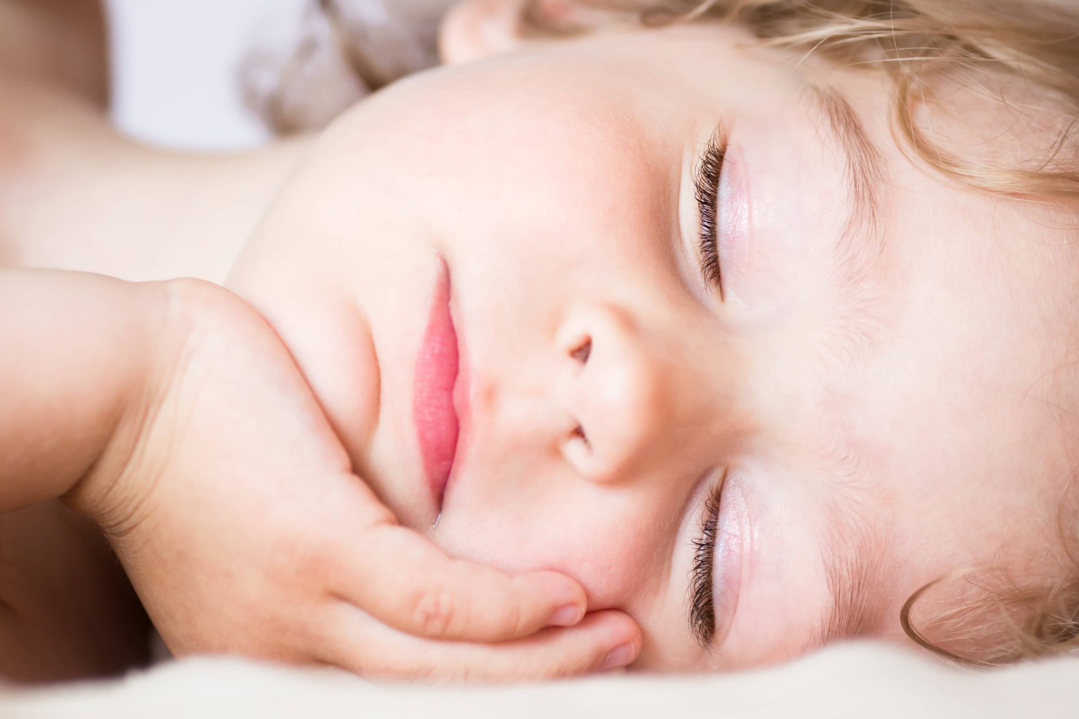 Close up profile of sleeping baby